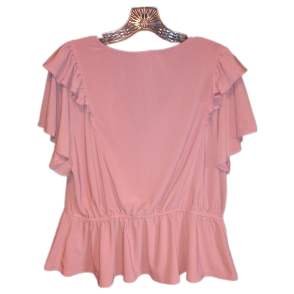 🔴 SALE Meraki Dusty Pink Ruffle Trim Faux Wrap Coquette Top - Picture 3 of 6